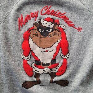 Taz Christmas Sweatshirt Sz L - XL Adult Sweater 80s